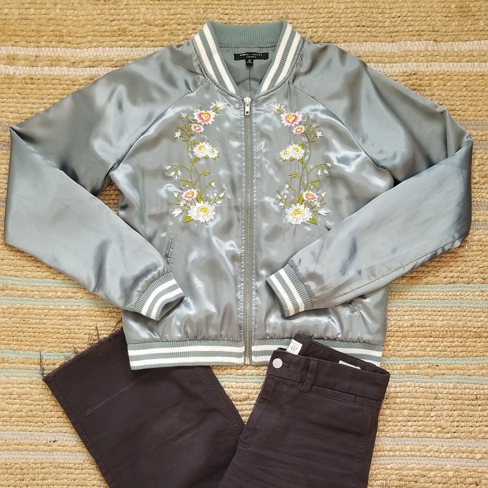Floral Silk Bomber Jacket
